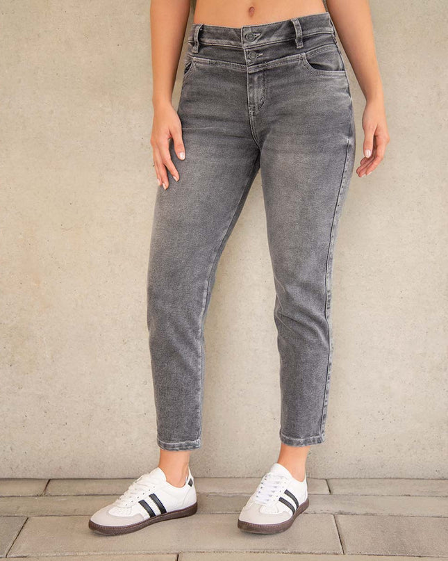 Jean Momfit gris