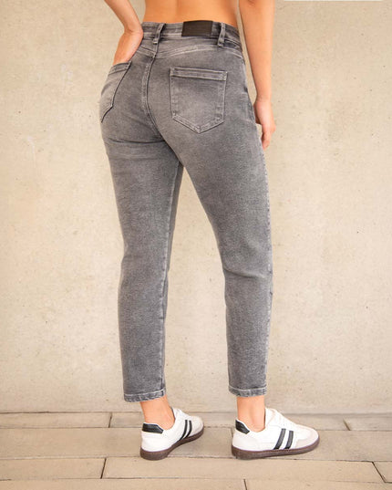 Jean Momfit gris