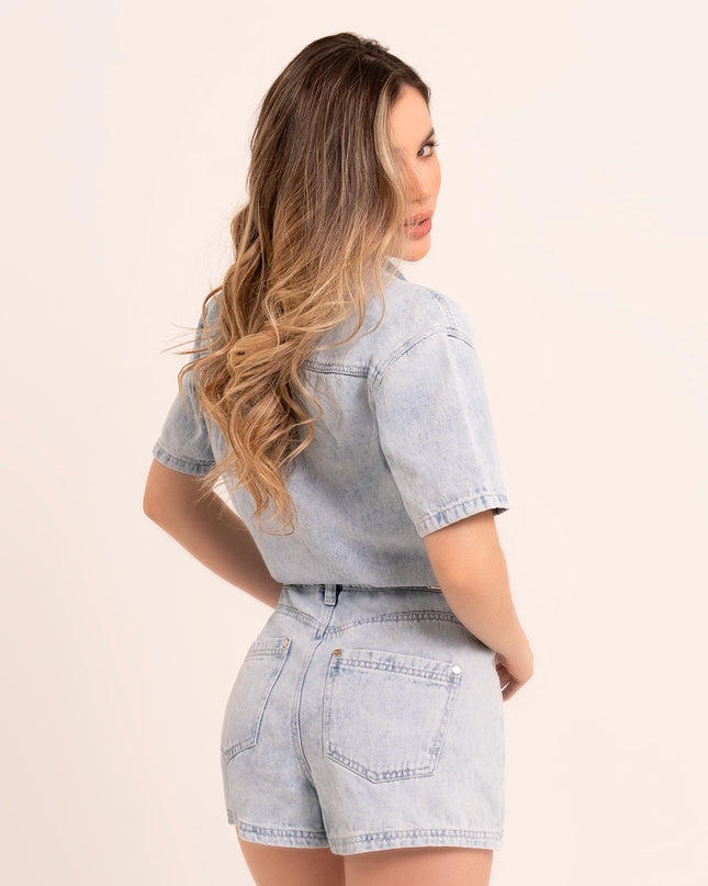 Enterizo corto en denim claro