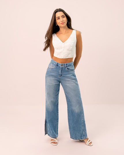 Jean Wide leg con abertura en bota
