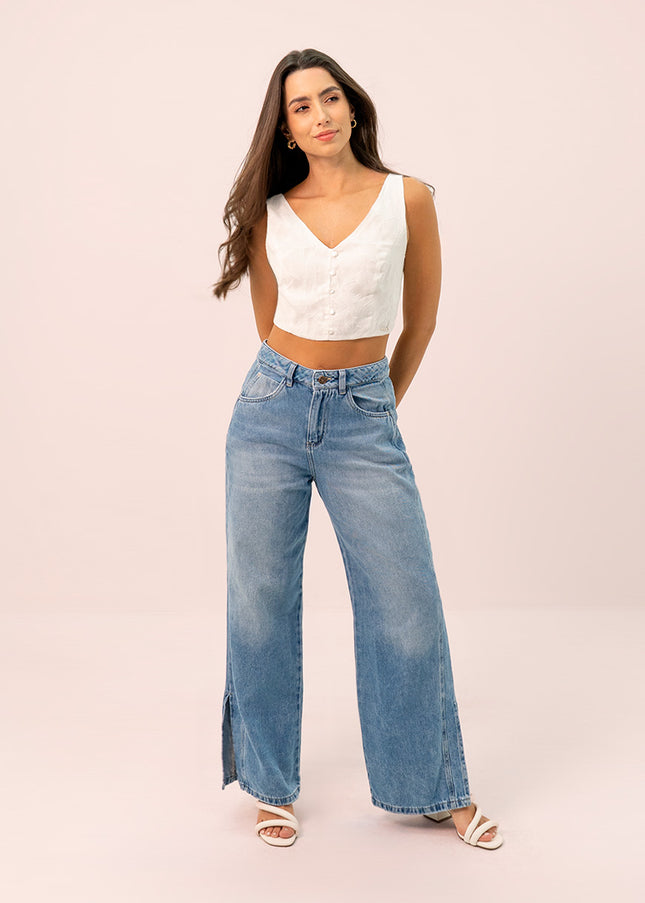 Jean Wide leg con abertura en bota
