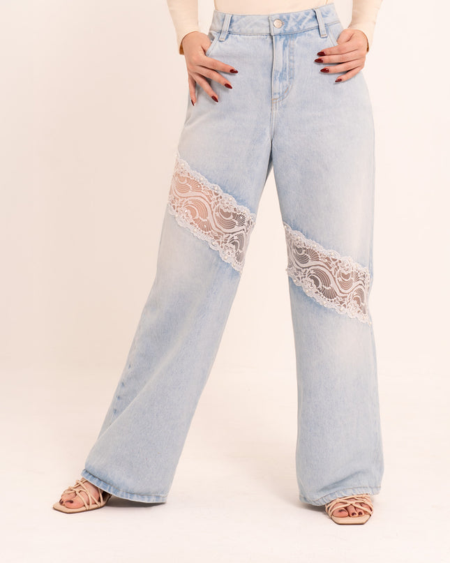 Jean Wide Leg detalle encaje