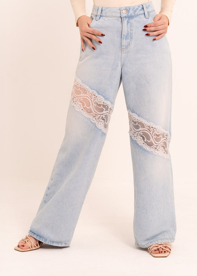 Jean Wide Leg detalle encaje