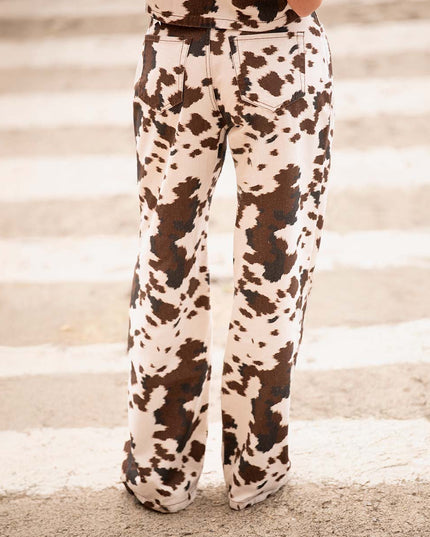 Jean Straight cow print