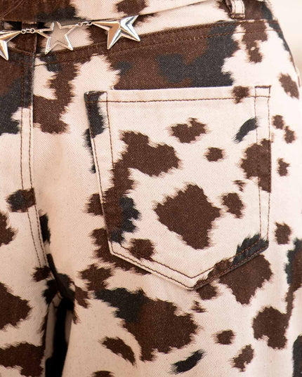 Jean Straight cow print