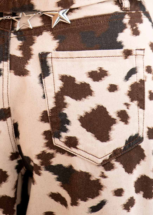 Jean Straight cow print