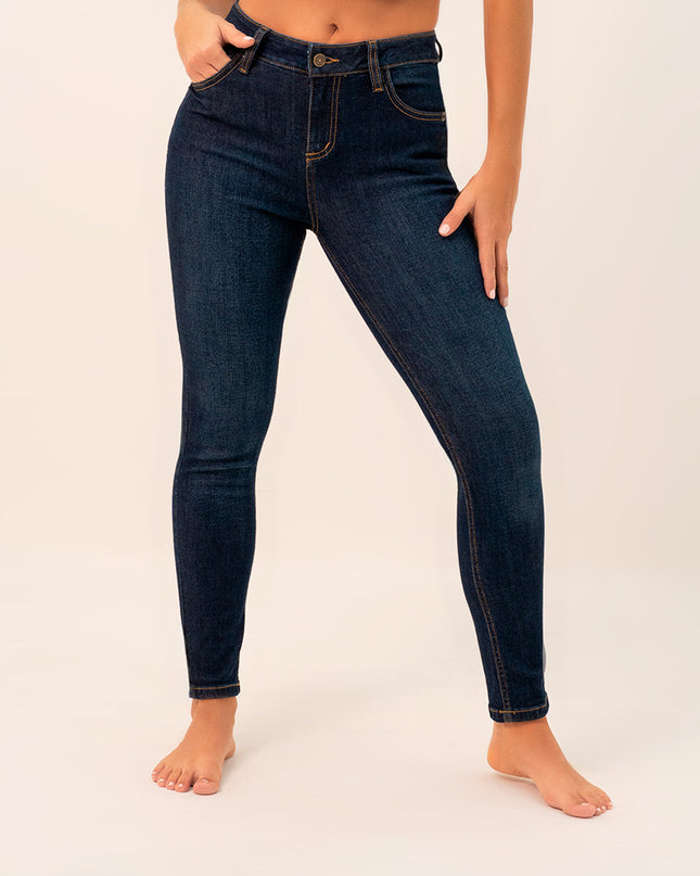Jean Skinny tiro medio oscuro