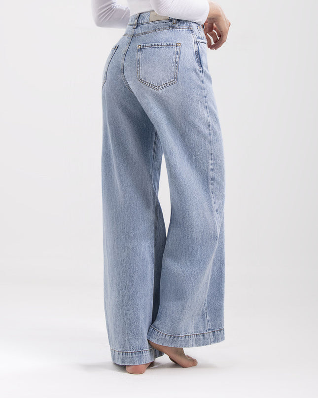 Jean Palazzo azul claro