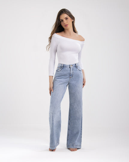 Jean Palazzo azul claro