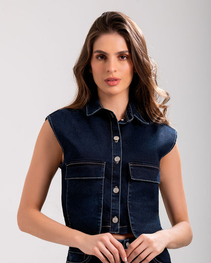 Chaleco en Denim oscuro