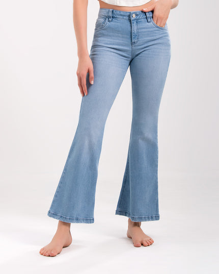 Jean Flare tiro medio azul claro