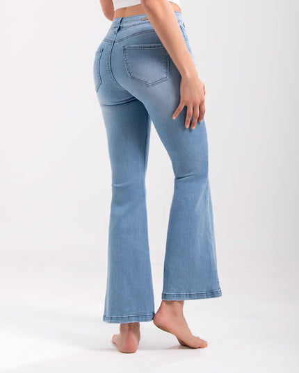 Jean Flare tiro medio azul claro