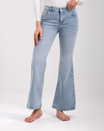 Jean Flare tiro medio claro