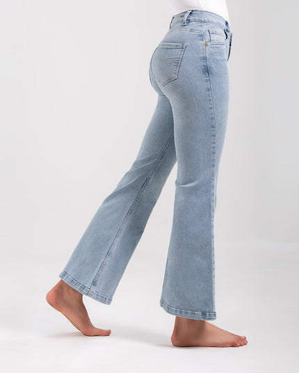 Jean Flare tiro medio claro