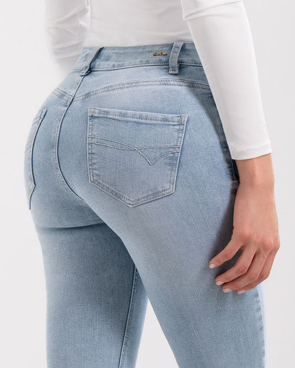 Jean Flare tiro medio claro