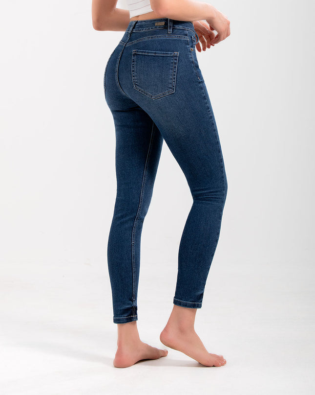 Jean Skinny tiro medio oscuro