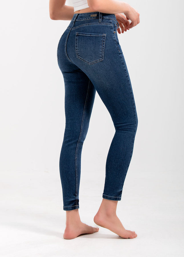 Jean Skinny tiro medio oscuro