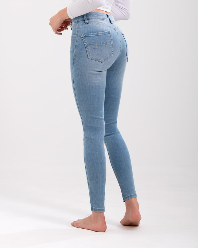Jean skinny tiro medio claro
