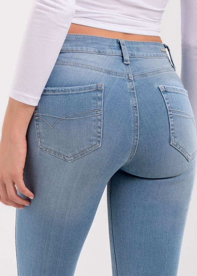 Jean skinny tiro medio claro