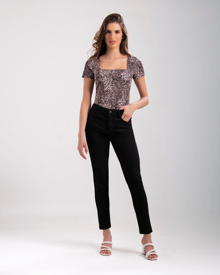 Jean Skinny Negro tiro medio