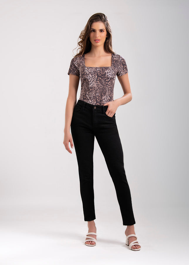 Jean Skinny Negro tiro medio