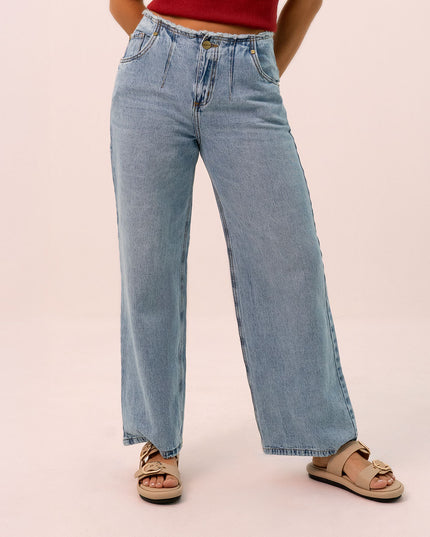 Jean Wide leg tiro medio claro
