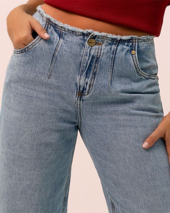 Jean Wide leg tiro medio claro