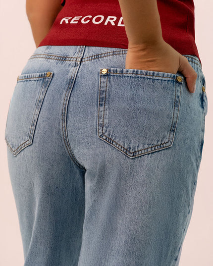 Jean Wide leg tiro medio claro