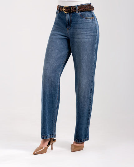 Jean Straight tiro alto con correa