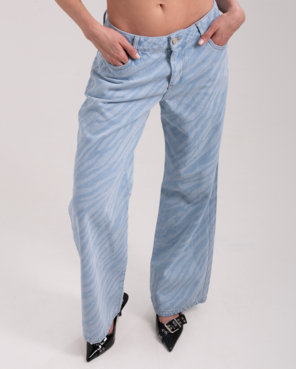Jean Wide Leg Tiro medio estampado tipo zebra
