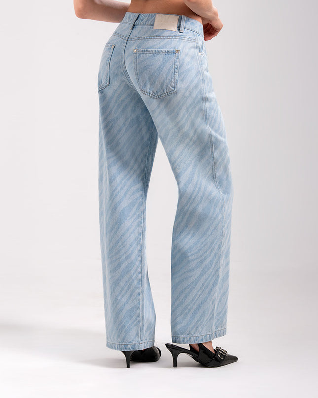 Jean Wide Leg Tiro medio estampado tipo zebra