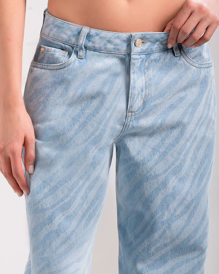 Jean Wide Leg Tiro medio estampado tipo zebra