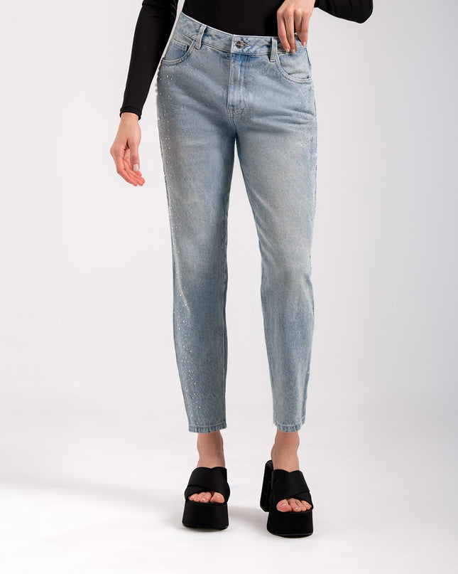 Jean Momfit con Brillos Lateral