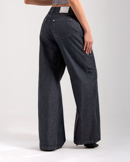 Jean Palzzo gris con acabado brillante