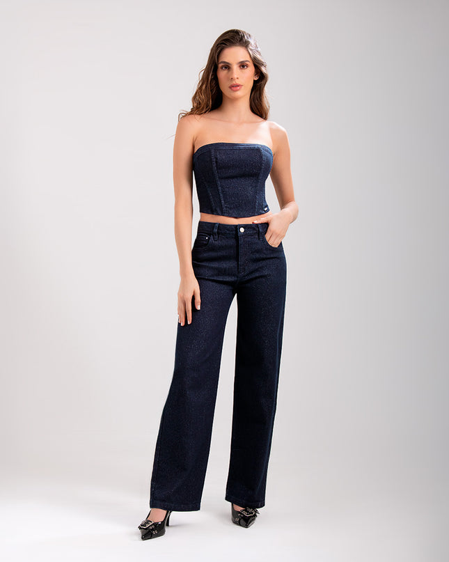 Jean Straight oscuro con acabado brillante