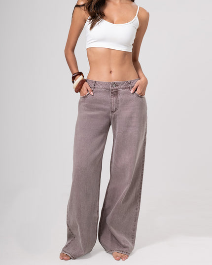 Jean Wide leg tiro alto cafe
