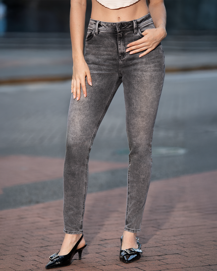 Jean Skinny lavado gris vintage