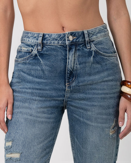 Jean Mom Fit Tiro Alto con rotos