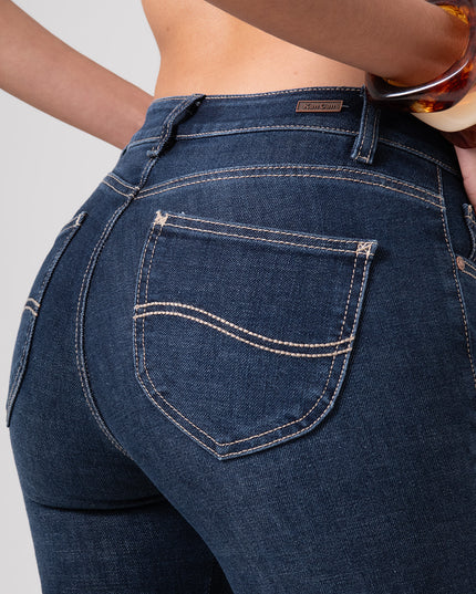 Jean Skinny tiro medio oscuro