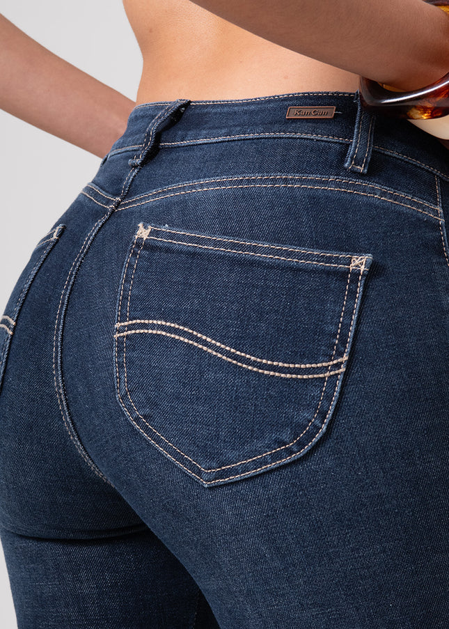 Jean Skinny tiro medio oscuro