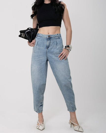 Jean Barrel Azul Medio tiro alto