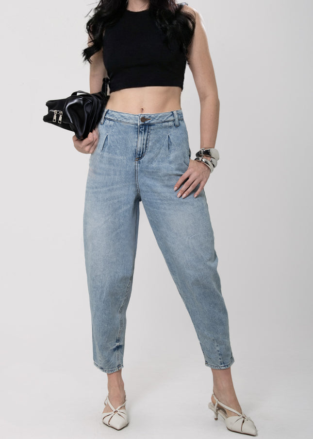 Jean Barrel Azul Medio tiro alto