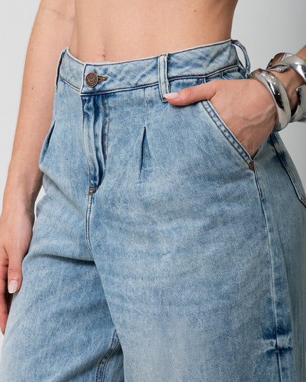 Jean Barrel Azul Medio tiro alto