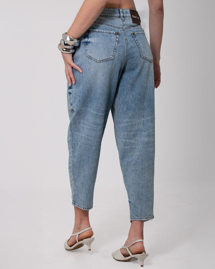 Jean Barrel Azul Medio tiro alto