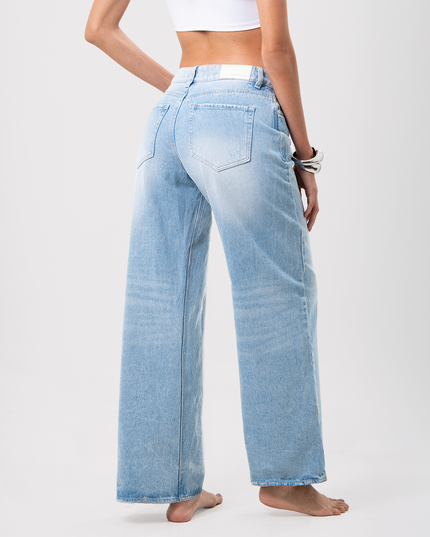 Jean Wide leg claro tiro medio