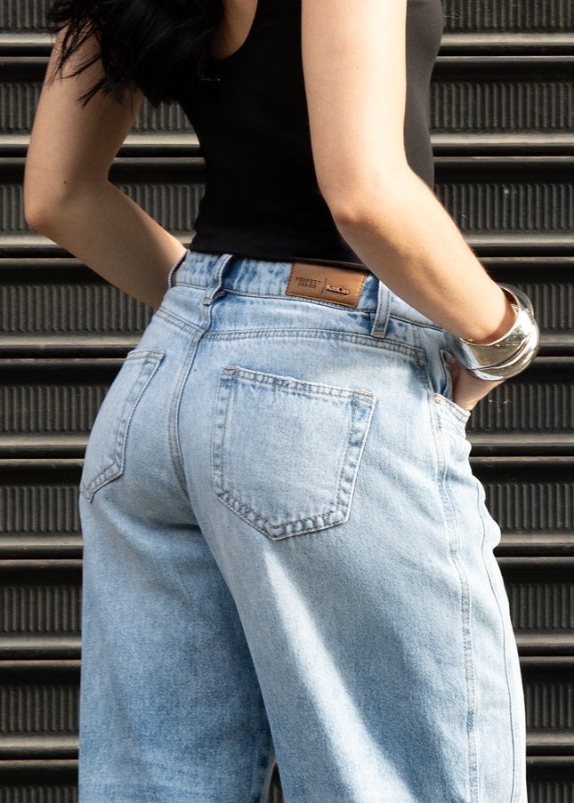 Jean Wide Leg de Tiro alto claro