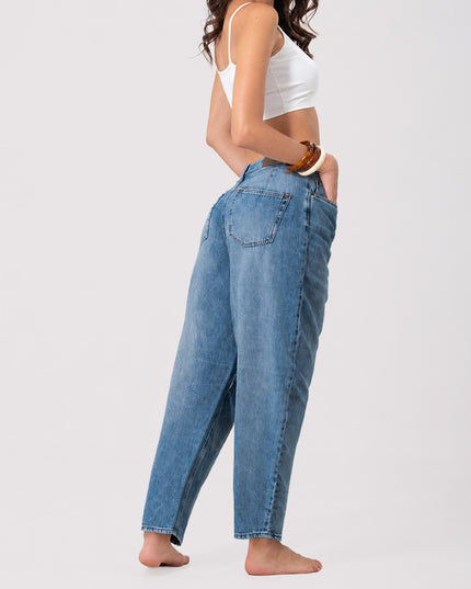 Jean fit barrel tiro alto