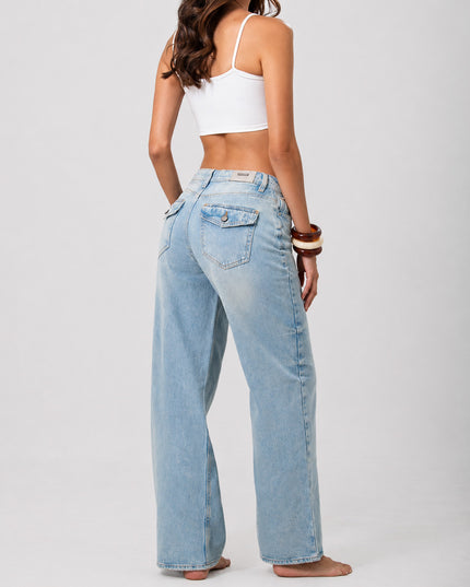 Jean Straight Tiro Alto Lavado Claro