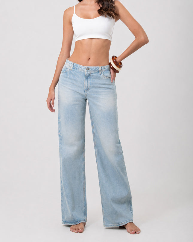Jean Straight Tiro Alto Lavado Claro