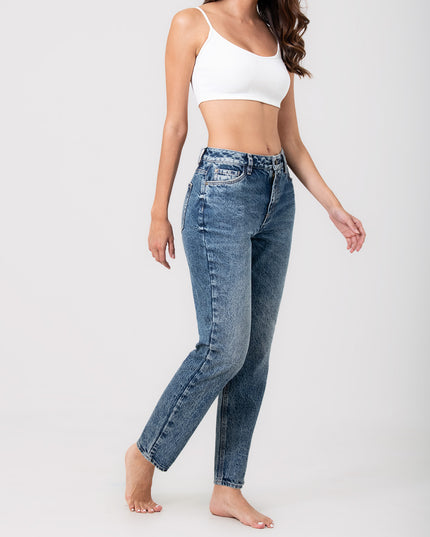 Jean  Momfit oscuro tiro alto